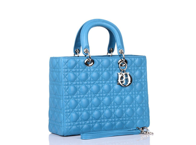 replica jumbo lady dior lambskin leather bag 6322 light blue with silver hardware - Click Image to Close